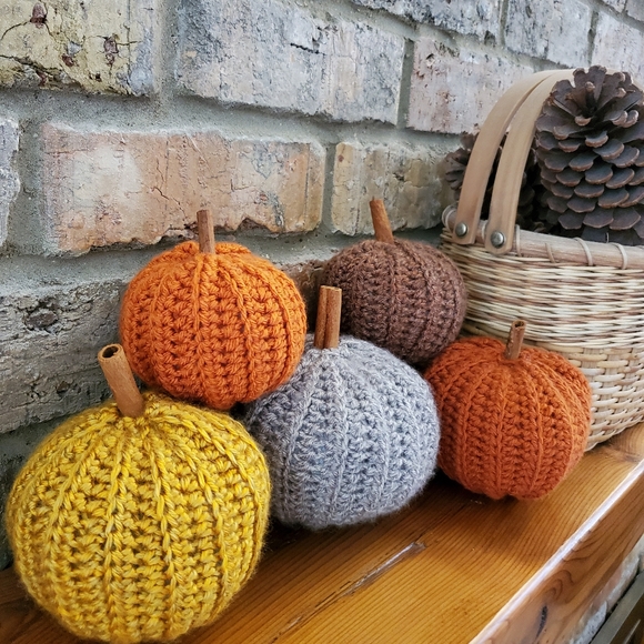 Black Variegated Crocheted Pumpkin Fall Home Decor - Picture 4 of 7
